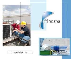Frihosna hombres reparando aire acondicionado