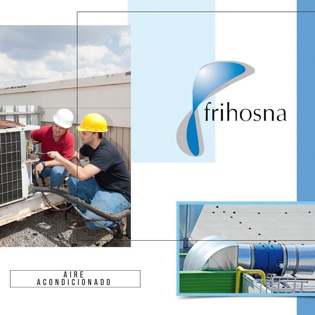Frihosna hombres reparando aire acondicionado